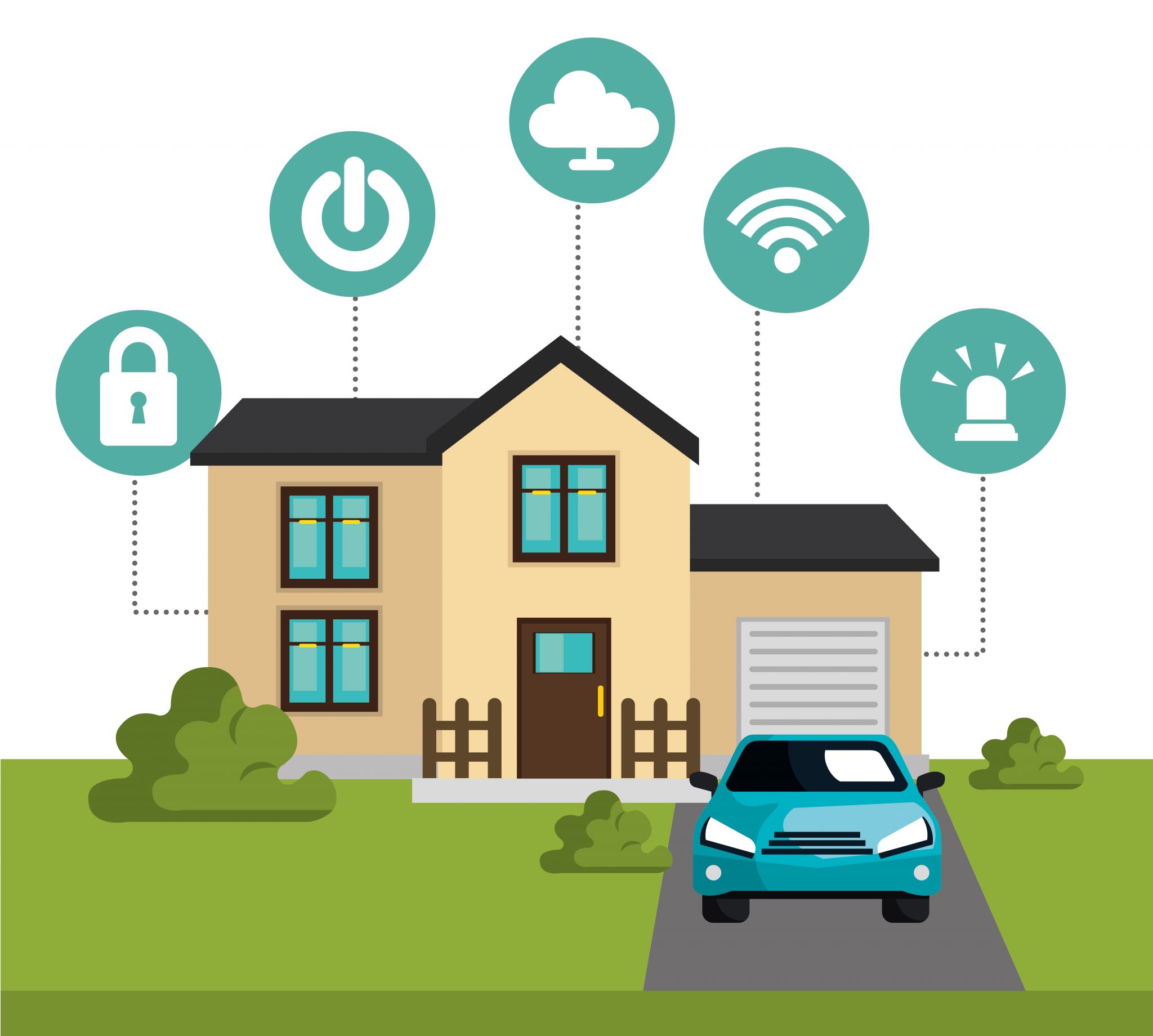 smart home technology set icons